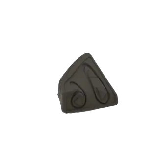 3D render of an ancient Triforce symbol pendant with intricate details and a weathered, dark metallic finish.