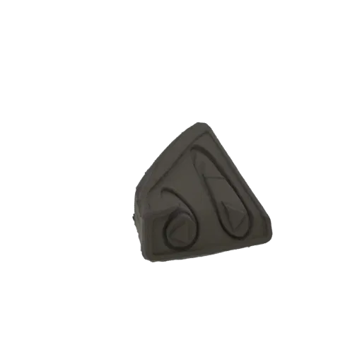 3D-Render eines antiken Triforce-Symbol-Anhängers mit komplizierten Details und einer verwitterten, dunklen Metalloberfläche.