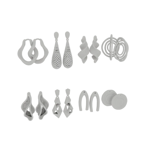 Abstract Geometric Earring Set 3D Model