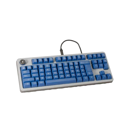 Wireless Mechanical Keyboard Realistic 3D model, three-quarter studio render, showing plastic shells, desktop scale.
