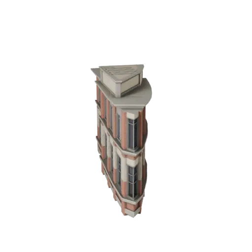 Industrial Facade printable STL 3D model, isometric display view, showing building facade materials and architectural detail