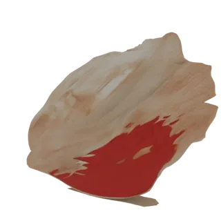 A 3D render of a cracked rock with prominent red veins, isolated on a white background.