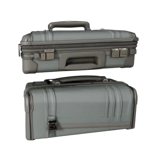 Utility Travel Suitcase High Poly 3D model, close-up studio render, showing plastic, usable openings.