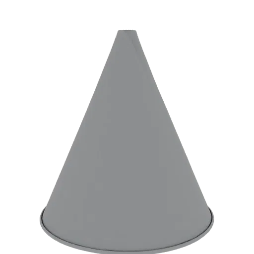 3D model of a hollow gray cone, 13cm high, 2mm wall thickness, open bottom