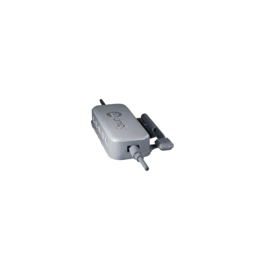 Ergonomic USB Hub 3D model, three-quarter front view, Unity viewport, showing plastic shells, desktop scale.
