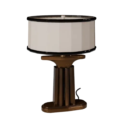 Art Deco Table Lamp 3D model, home interior, three-quarter front view, Unity viewport, metal detail.