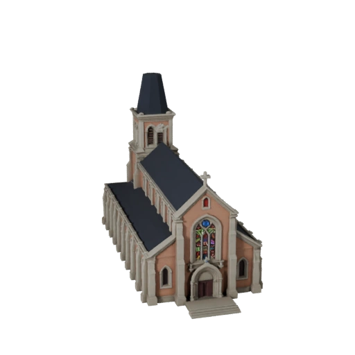Modelo 3D de Iglesia Low Poly para Juegos en Tiempo Real y RV