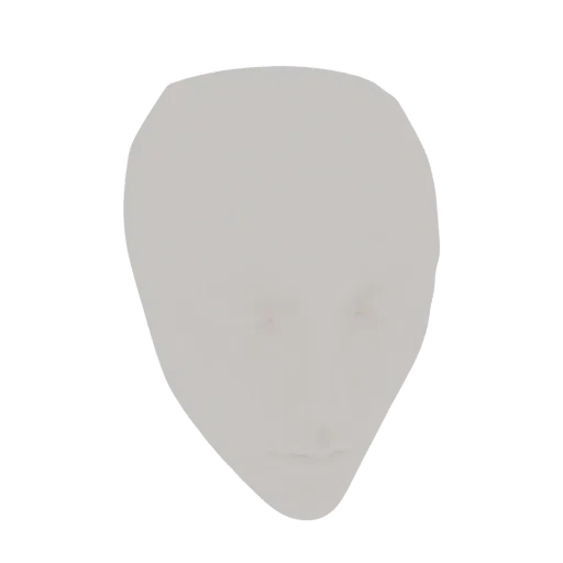 A neutral, blank 3D model of a human head, presented on a white background.
