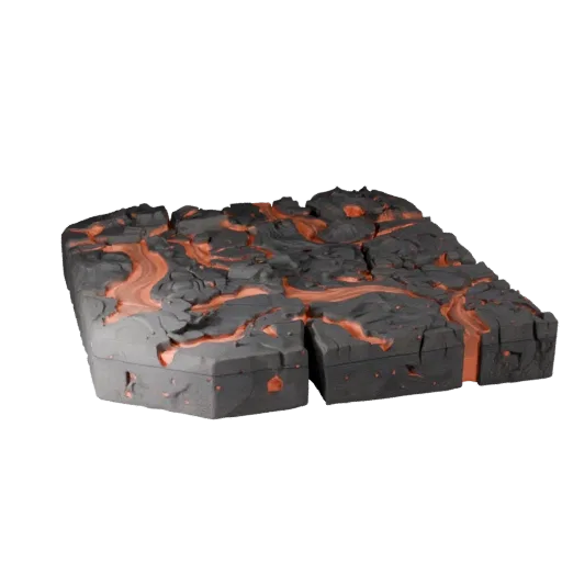 Volcanic Lava Field Chunk Unreal Engine 3D model, top-down viewport view, showing layered soil, terrain detail.