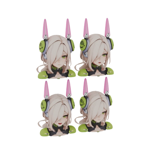 Anime Girl Head Set - 4 Expressions