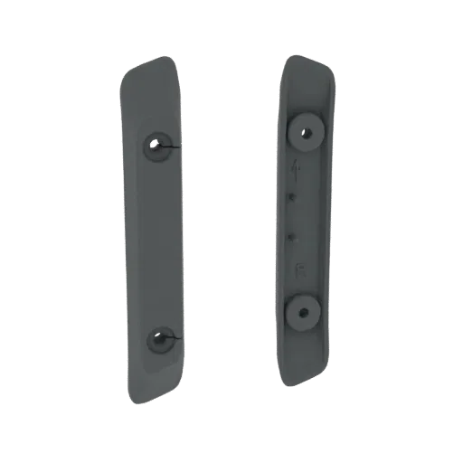 Two gray 3D models of car door trim clips shown against a black background.