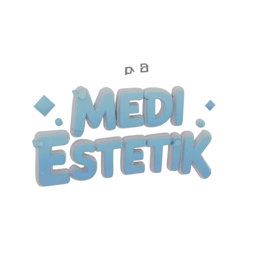 3D model of MEDI ESTHETIC sign with volumetric blue letters and decorative elements