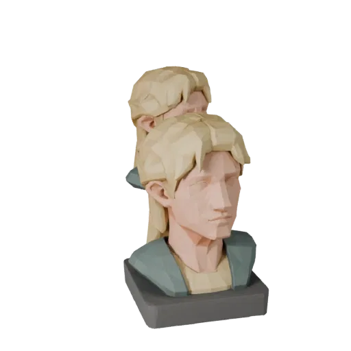 Classical Creature Bust low poly 3D model preview showing facial planes, three-quarter view