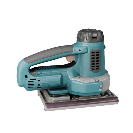 Workshop Sander 3D model, side profile view, technical viewport render, showing molded plastic, ergonomic handles.