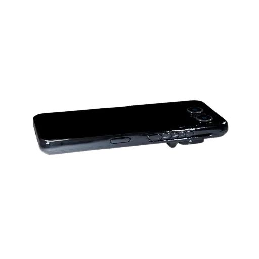 Compact Gaming Phone High Poly 3D model, close-up studio render, showing glass screens, thin device proportions.