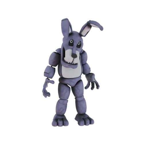 A 3D render of Bonnie the Bunny, a purple animatronic rabbit with a wide grin and large ears, standing against a white backgr