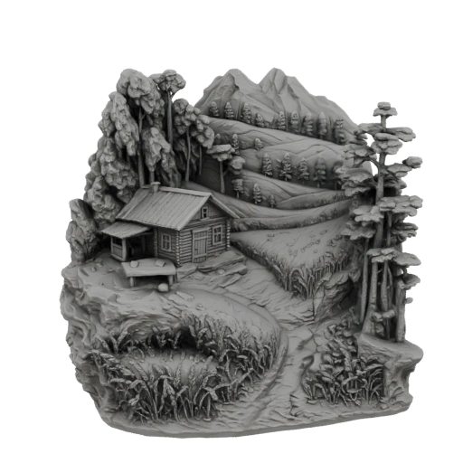 Rustic Mountain Cabin Diorama