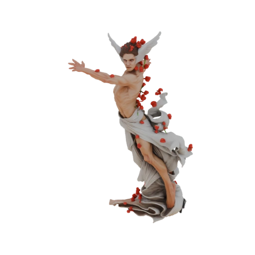 Winged Angel with Roses Sculpture