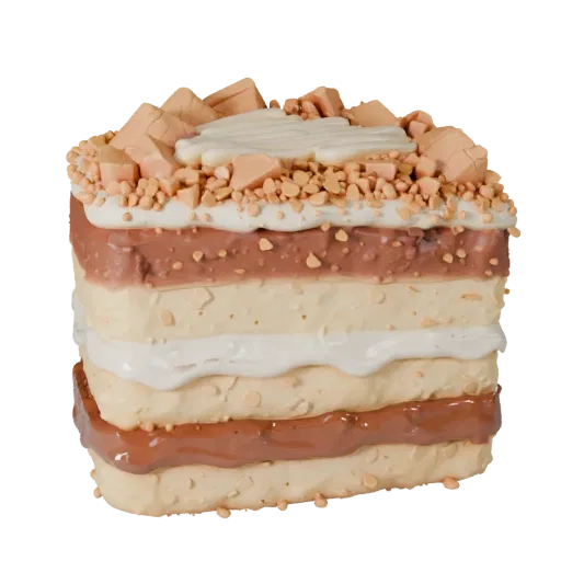 Mini Layer Cake Stylized 3D model, stylized isometric render, showing cream, sweet food silhouette.