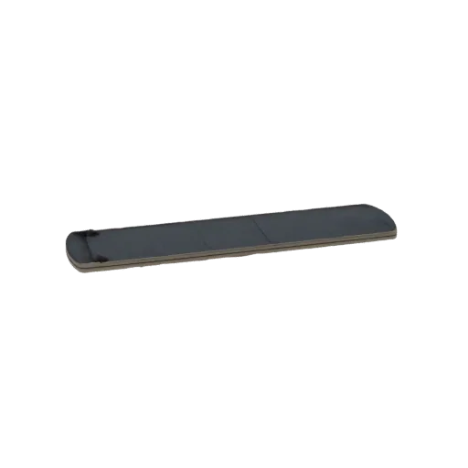 3D model of a modern dark gray rectangular tray with a subtle beveled edge, shown from a slight angle.