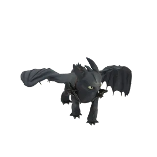 Modello 3D di Sdentato il drago da Dragon Trainer, in una posa dinamica di volo con le ali spiegate.