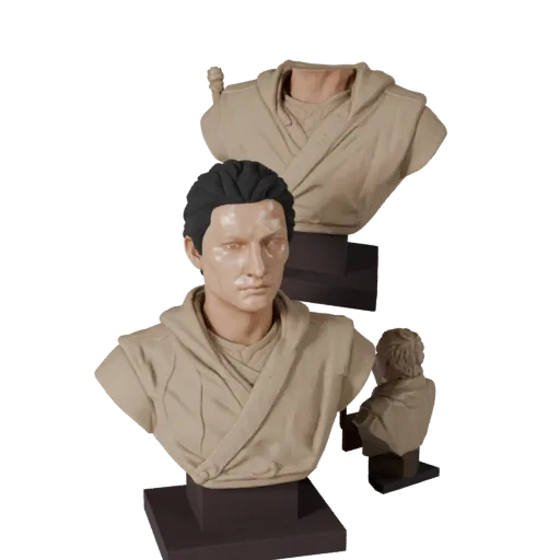 Portrait Historical Bust product render 3D model preview showing facial planes, three-quarter view