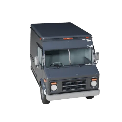 Modello 3D Food Truck High Poly, vista studio ravvicinata, asset veicolo high-poly con masse di veicolo funzionanti, spaziatu