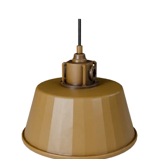 Brass Pendant Lamp Realistic 3D model, home interior, three-quarter studio render, metal detail.