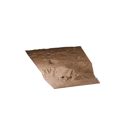 Badlands Ridge Tile Unreal Engine 3D model, top-down viewport view, showing layered soil, dune ridges.