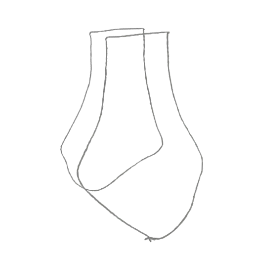 A minimalist 3D model of two socks, shown in a simple, clean line art style against a white background.