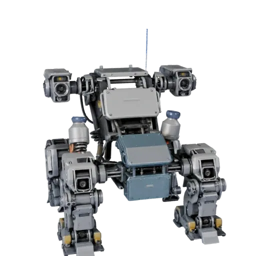 Crawler Style Robot Modular 3D model, isometric modular kit view, showing metal frames, robot form.