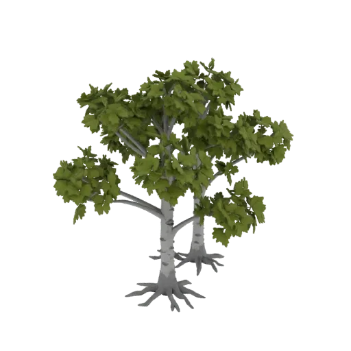 Birch Grove Set Printable 3D model, isometric tabletop STL render, showing leaf clusters, layered vegetation clusters.
