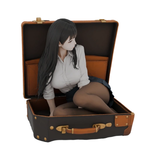 Anime Girl in Suitcase Figurine