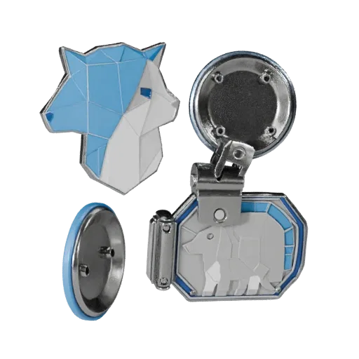 Modelo 3D pronto para jogo Broche com Motivo Animal, renderização de estúdio vista frontal, mostrando silhueta do broche e co