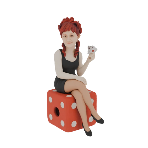Casino Girl with Cards and Dice