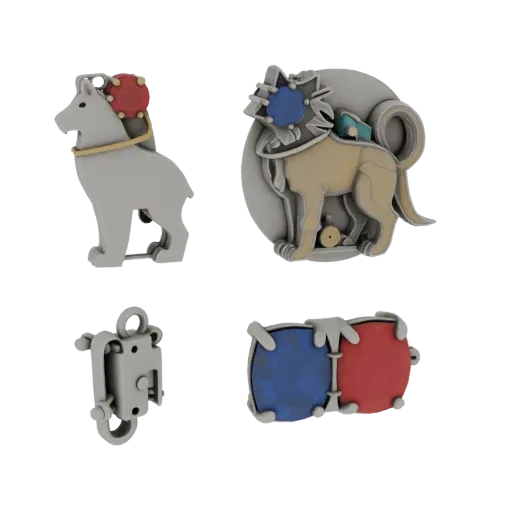 Animal Motif Brooch scene ready 3D model, top-down studio render, showing brooch silhouette and surface contrast.