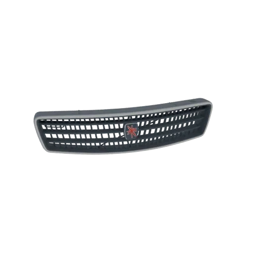 3D model of a dark car grille with a red star emblem, viewed from a slight angle.