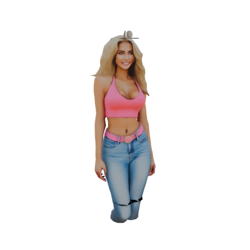 Pink Crop Top Jeans Woman 3D Model