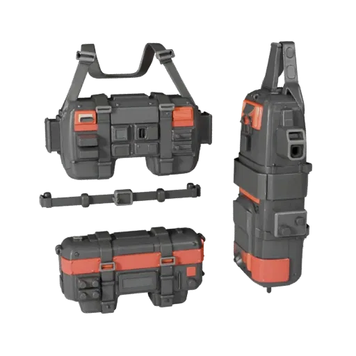 Modello 3D stilizzato Manichino per Addestramento al Soccorso, rendering isometrico stilizzato, che mostra impugnature in gom