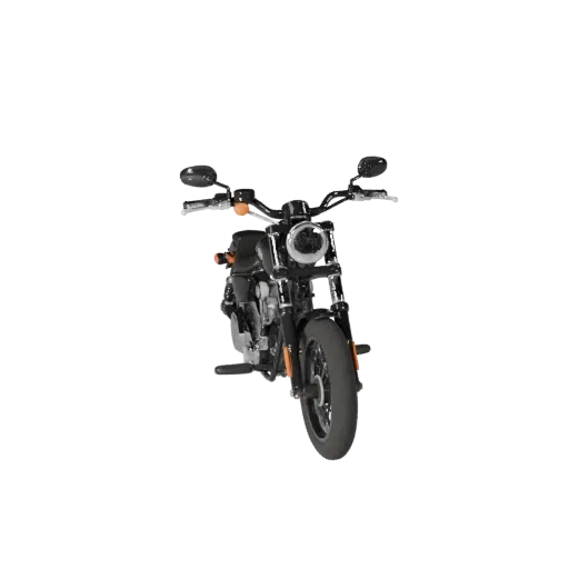Modelo 3D de Motocicleta Cruiser, vista de estudio a tres cuartos, activo de vehículo listo para animación con equilibrio de