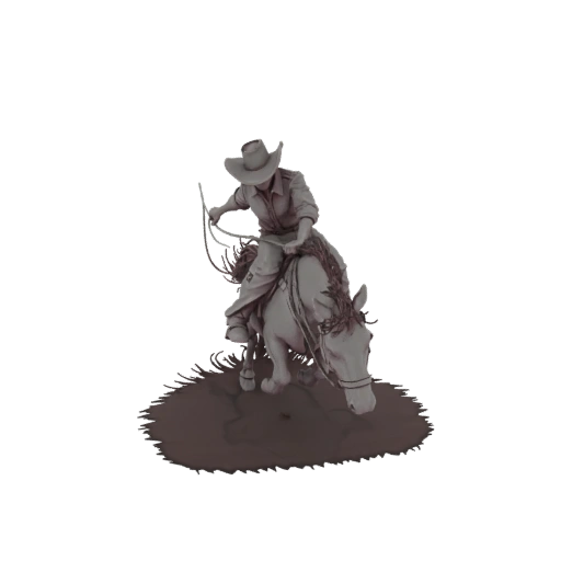 Cowboy Lassoing Horse 3D Model