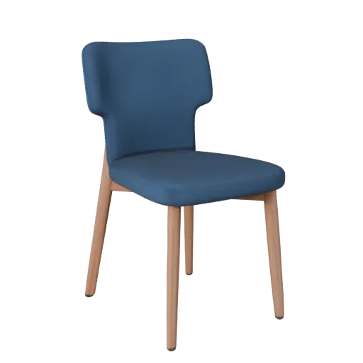 Scandinavian Dining Chair 3D model, dining room, three-quarter front view, Unreal Engine viewport, wood detail.