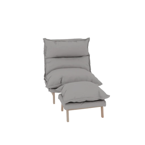 Gray Padded Lounge Chair and Ottoman