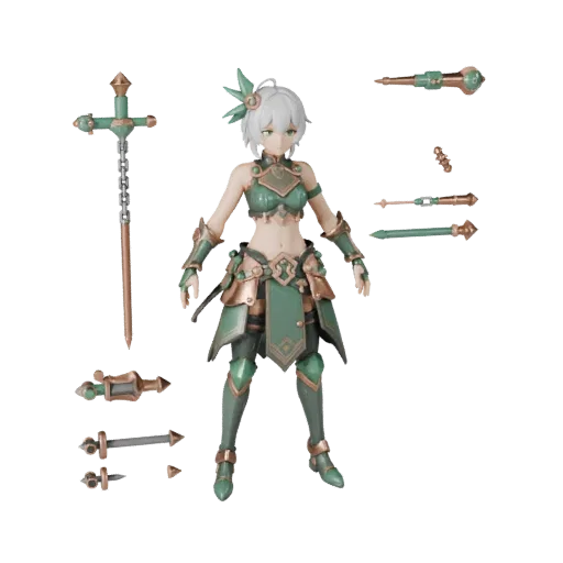 Anime Armored Bard Character Model - Rigged