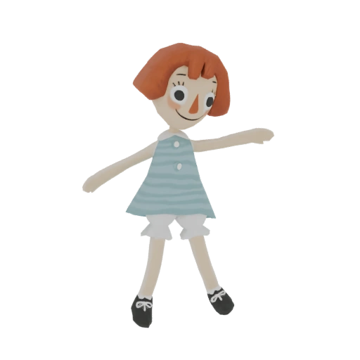 Claymation Girl Doll 3D Model