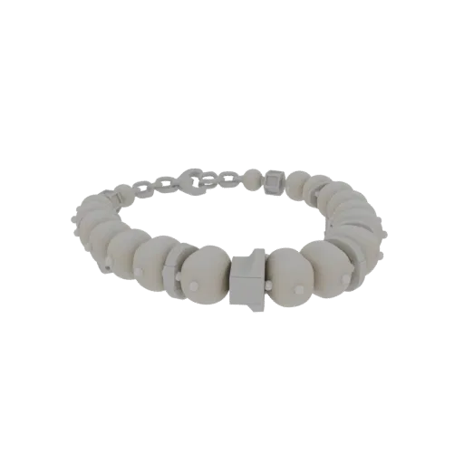 Collier de perles modèle 3D prêt à imprimer, plan studio de profil, montrant des proportions de collier reconnaissables et de