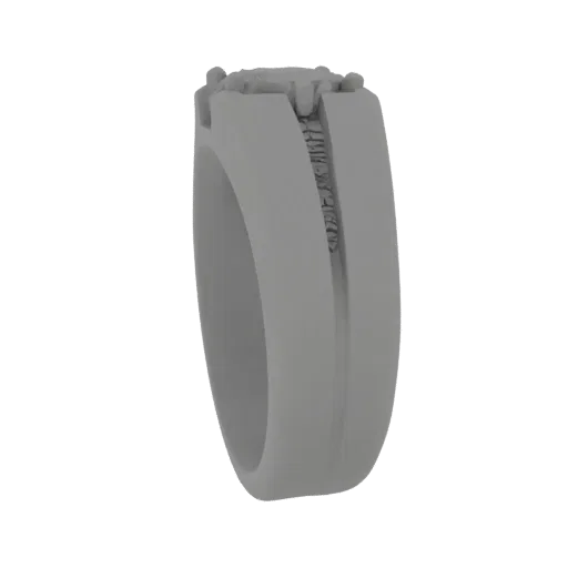 Halo Engagement Ring render detail 3D model, front view studio render, highlighting ring form and finish detail.