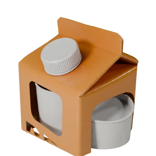 Boxed Milk Carton High Poly 3D model, close-up studio render, showing cardboard, package massing.