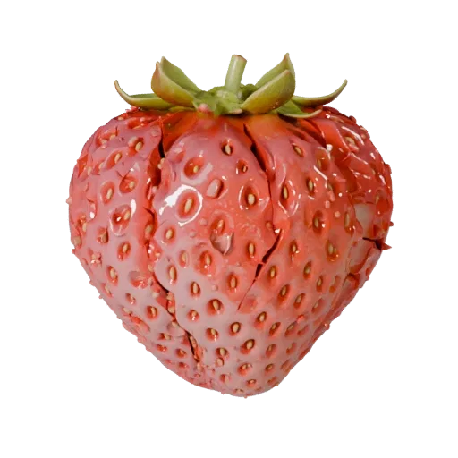 Sliced Strawberry Basket High Poly 3D model, close-up studio render, showing skin pores, recognizable fruit forms.