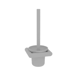 A minimalist toilet brush holder 3D model, rendered in a neutral gray, against a white background.